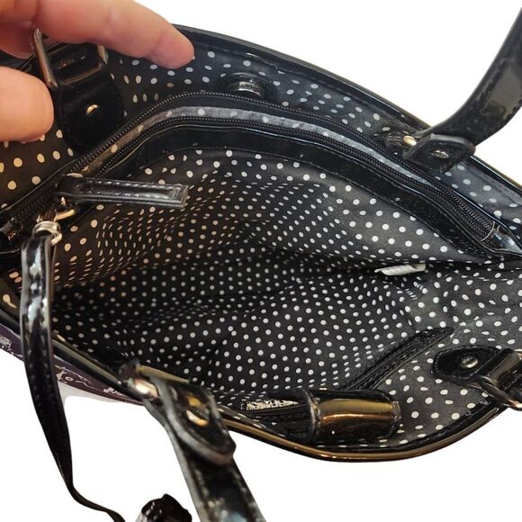 Lulu's Guinness London Vinyl Faux Patent Bag Tote With Coin Pouch - Picture 9 of 14